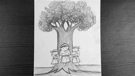 Chipko Movement Pencil Drawing // Save Trees Drawing.